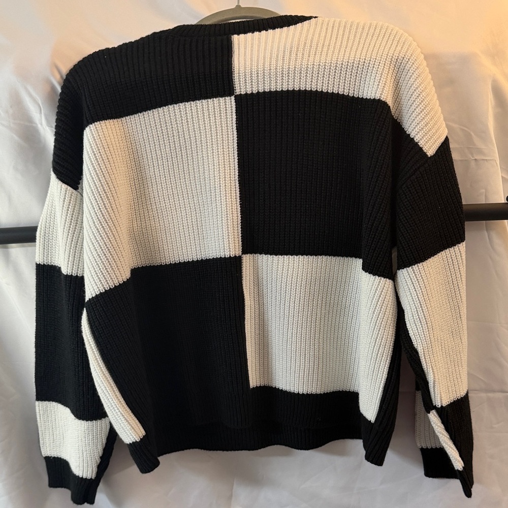 Justice Black and White Striped Sweater with Rainbow Sequin Design - Picture 2 of 4